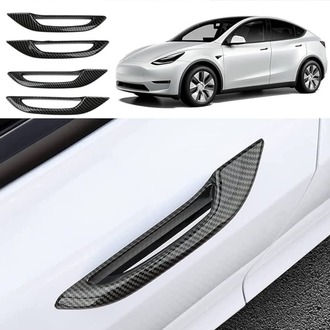 Tesla Model Y / Model 3 Kapı Antifiriz Kolları, 4 Adet Set Olarak, Mat Siyah Karbon Kaplama