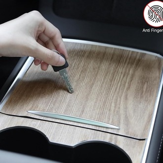 Tesla Model Y / Model 3 Orta Konsol Ahşap Kaplama Stiker, 2 Adet Set Olarak