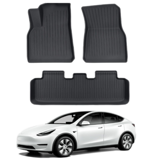 Tesla Model Y Paspas Takımı Ön ve Arka Set Olarak Çizgili Desenli, Siyah Renk