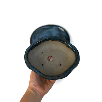 Altlıklı Sırlı Stoneware Seramik Bonsai Saksısı