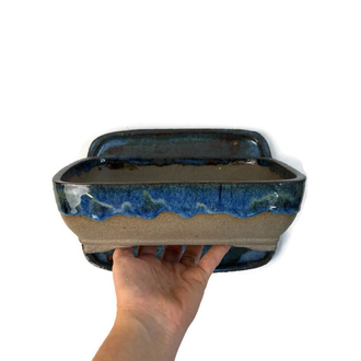 Altlıklı Sırlı Stoneware Seramik Bonsai Saksısı 24 cm