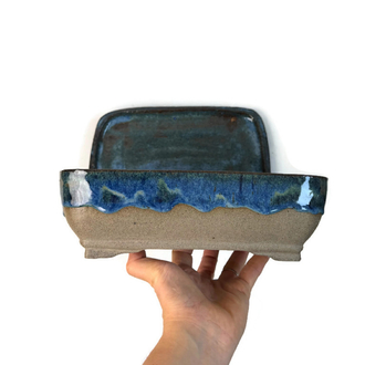 Altlıklı Sırlı Stoneware Seramik Bonsai Saksısı 24 cm
