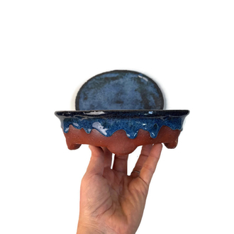 Altlıklı Sırlı Stoneware Seramik Bonsai Saksısı