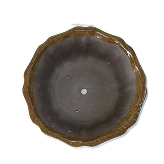Yuvarlak Lotus Model Sırlı Seramik Bonsai Saksısı