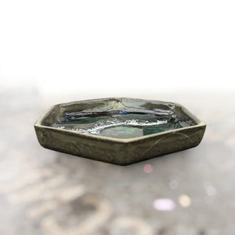 Stoneware  Cam Detaylı Seramik Tabak 