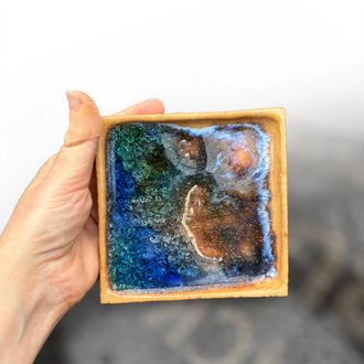 İkili Cam Detaylı Stoneware Seramik Tabak
