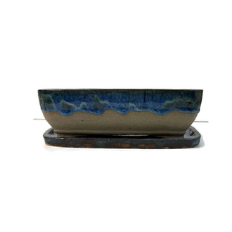 Altlıklı Sırlı Stoneware Seramik Bonsai Saksısı 24 cm