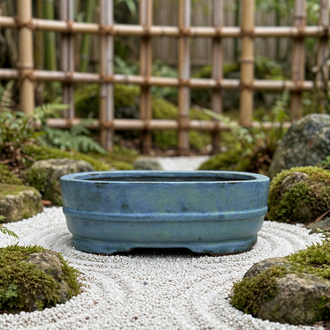 Stoneware Sırlı Seramik Bonsai Saksısı 45 cm 
