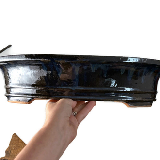 Büyük Boy Stoneware Sırlı Seramik Bonsai Saksısı