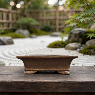 Stoneware Sırlı Seramik Bonsai saksısı 17 cm