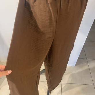Koyu Kahve Müslin Pantalon
