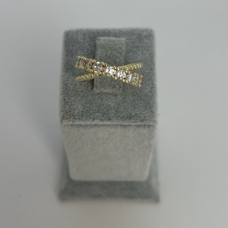 Vip parıltılı taşlı X ayarlamalı gold yüzük 