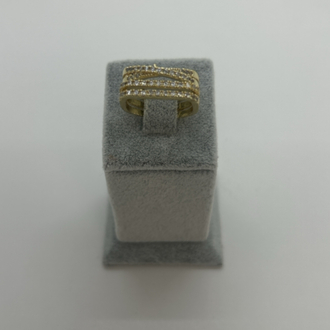 Vip 4’lü çizgili taşlı X gold ayarlamalı yüzük