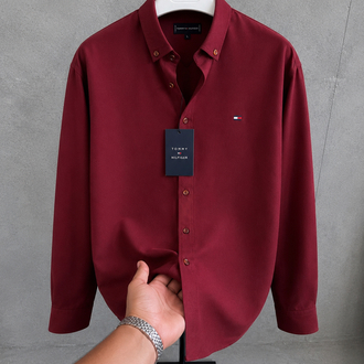 Tommy Hilfiger Premium Gömlek Bordo