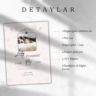 Let's Pawty! - Evcil Hayvan Doğum Günü Davetiyesi