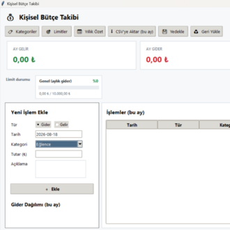 Kişisel Bütçe Takibi Programı