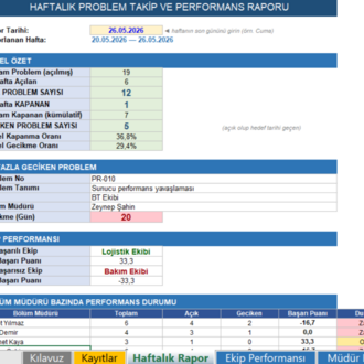 Haftalık Problem Takip ve Performans Raporu