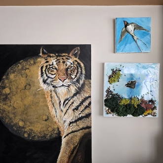 Okyanusun Kalbi II – Karma Teknik, 40×40 cm Tuval Üzerine Özgün Eser