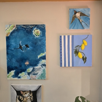 “Limon Dalı” – 40×40 Seramik & Akrilik Üzeri Epoksi Tablo