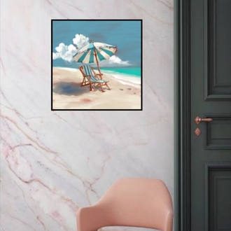 “Kumsalda Bir An” – 30×30 Sanatsal Poster(çerçeveli)