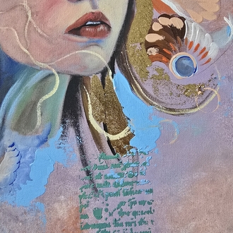 Onun hazinesi— Akrilik, Rolyef ve Altın Varak Tablo | 60×60 cm | Orijinal El Yapımı Sanat