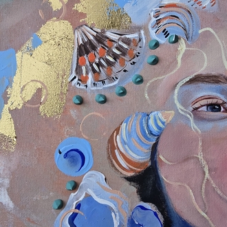 Onun hazinesi— Akrilik, Rolyef ve Altın Varak Tablo | 60×60 cm | Orijinal El Yapımı Sanat
