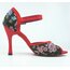 red satin velvet and flower patterned tango shoes