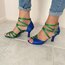 green blue satin latin dance shoes
