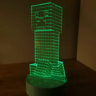 Minecraft Creeper Temalı 3D Gece Lambası