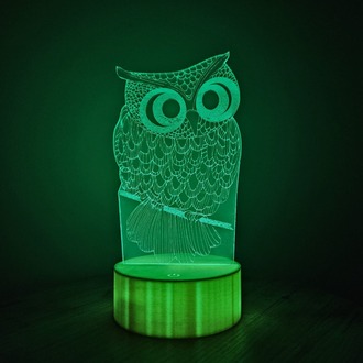 JetJest Baykuş Temalı 3D İllüzyon Akrilik RGB Gece Lambası