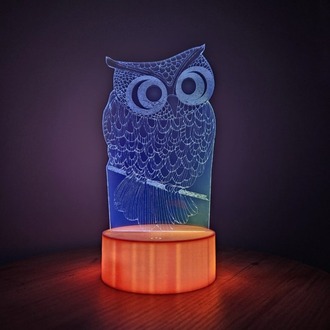 JetJest Baykuş Temalı 3D İllüzyon Akrilik RGB Gece Lambası