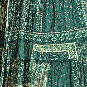 Zümrüt rüyası patchwork desen Viskon etek