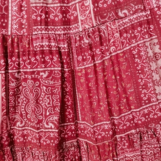 kırmızı patchwork desen Viskon etek