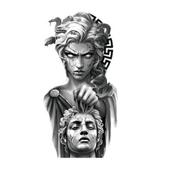 Medusa ve Perseus Yarım Kol Kaplama Geçici Dövme