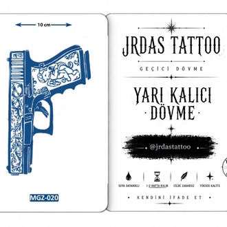 Yarı Kalıcı Orta Boy Desenli Silah Dövmesi