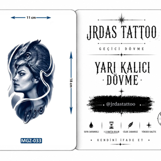 Yarı Kalıcı Orta Boy Kadın Yüzü Ve Kartal Dövmesi