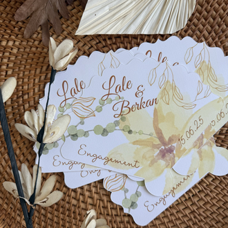 Yelpaze Kesim davetiye yellow*1 -30 adet-