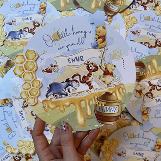Winnie the Pooh birthday card 10 adet
