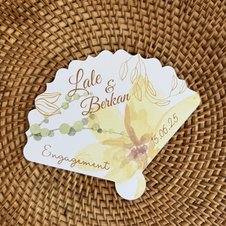 Yelpaze Kesim davetiye yellow*1 -30 adet-