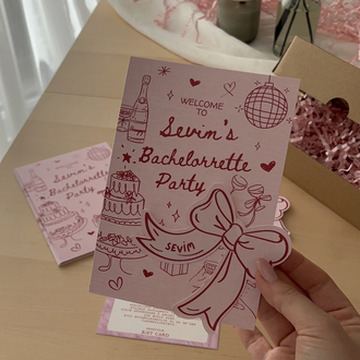 Pink *2 Bachelorette set 12 isimlik 12 masa kartı