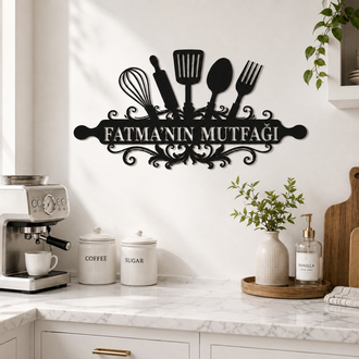 Kişiye Özel İsimli Metal Mutfak Dekoru - Dekoratif Duvar Tabelası