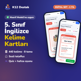 5. Sınıf İngilizce Kelime Kartları | Dijital Set (1 Yıl Erişim)