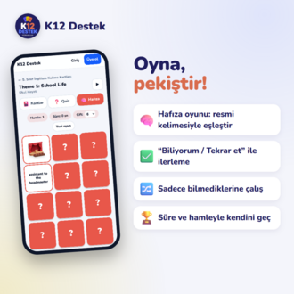 5. Sınıf İngilizce Kelime Kartları | Dijital Set (1 Yıl Erişim)