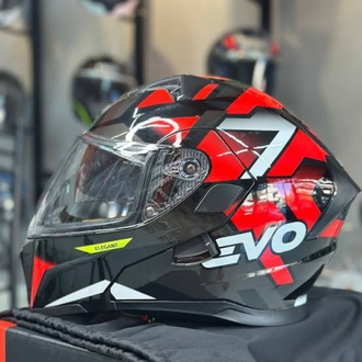 Evo elegant güneş vizörlü kırmızı parlak kask 
