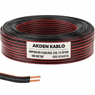 Akden Kablo CCA Hoparlör Kablosu 2x0.75 mm² Siyah – 100 Metre