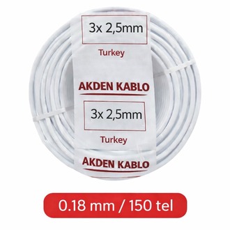 AKDEN CCA TTR KABLOSU 3x2.5 mm² Beyaz – 100 Metre