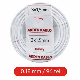 AKDEN CCA TTR KABLOSU 3x1.5 mm² Beyaz – 100 Metre