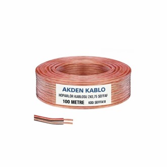 Akden Kablo CCA Hoparlör Kablosu 2x0.75 mm² Şeffaf – 100 Metre