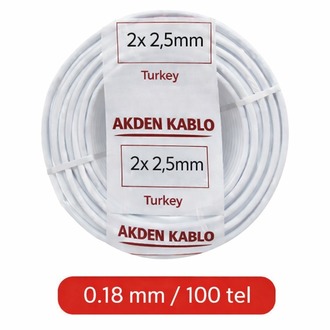 AKDEN CCA TTR KABLOSU 2x2.5 mm² Beyaz – 100 Metre