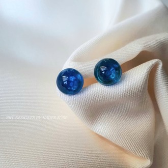 Kozmik Mavi | El Emeği Minimalist Top Küpe